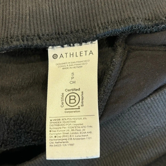Athleta Double Cozy Karma Black Velour Fleece Plush Sweat pant Jogger Athleisure - Picture 4 of 15